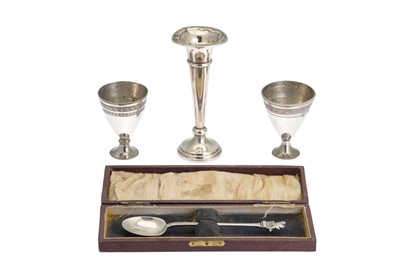 Lot 14 - A CASED PRE-WAR CHRISTENING SPOON, Sheffield...