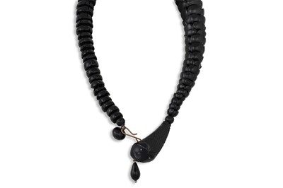 Lot 4 - A VICTORIAN BEADED JET NECKLACE, in the form...