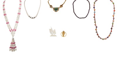 Lot 141 - A VINTAGE VENETIAN GLASS NECKLACE, together...