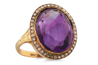 Lot 164 - A CABOCHON AMETHYST AND ROSE CUT DIAMOND...