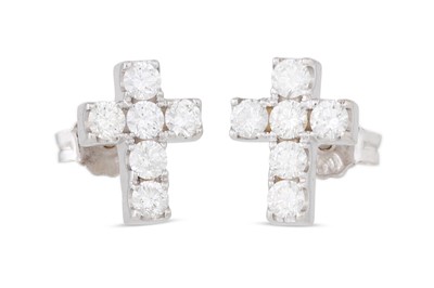 Lot 260 - A PAIR OF DIAMOND EARRINGS, in the form of a...