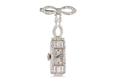 Lot 299 - AN ART DECO DIAMOND SET PENDANT WATCH,...