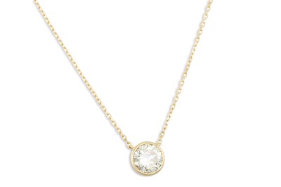 Lot 135 - A DIAMOND PENDANT, the circular diamond bezel...