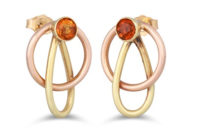 Lot 296 - A PAIR OF 18CT GOLD EARRINGS, gem set, wire...