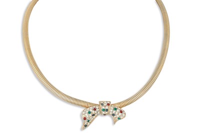 Lot 2 - A VINTAGE NECK PIECE, the flattened snake link...