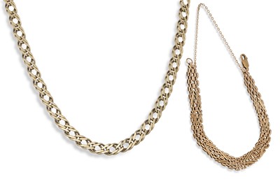 Lot 133 - TWO 9CT GOLD FANCY LINK BRACLETS, 18.5 g.