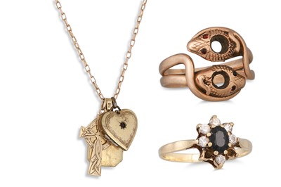 Lot 134 - AN ASSORTMENT OF CHAINS, charms, and a snake...