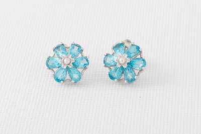 Lot 60 - A PAIR OF CLUSTER EARRINGS, mounted in 9ct...