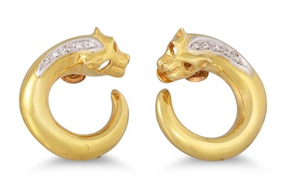Lot 21 - A PAIR OF DIAMOND SET EARRINGS, in the form of...