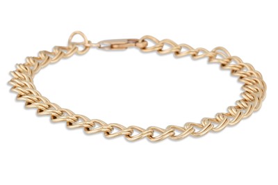 Lot 241 - A 9CT GOLD DOUBLE CURB LINK BRACELET, 12.7 g.