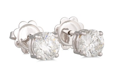 Lot 259 - A PAIR OF DIAMOND STUD EARRINGS, mounted in...