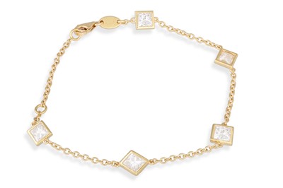 Lot 291 - A DIAMOND SET BRACELET, the princess cut...
