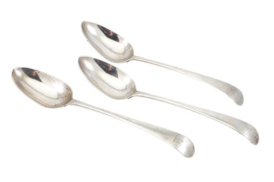 Lot 506 - A SET OF THREE GEORGE III SILVER TABLE SPOONS,...
