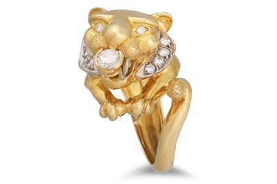 Lot 209 - A DIAMOND RING, in the form of a panther's...
