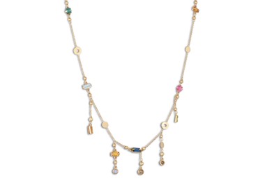 Lot 278 - A YELLOW GOLD NECK CHAIN, set with...