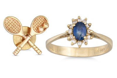 Lot 164 - A SAPPHIRE AND DIAMOND CLUSTER RING, mounted...