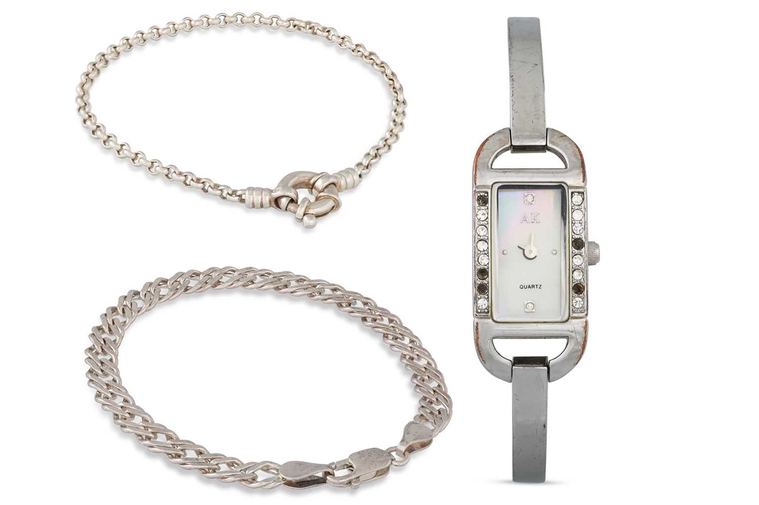 Lot 4 - TWO STERLING SILVER BRACELETS, (.925) 14.1 g.,...