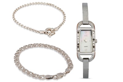 Lot 4 - TWO STERLING SILVER BRACELETS, (.925) 14.1 g.,...