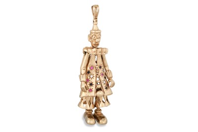 Lot 166 - A 9CT GOLD NOVELTY PENDANT, gem set in the...