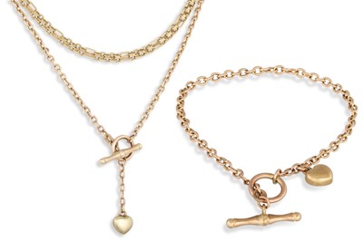 Lot 7 - TWO 9CT GOLD NECKLACES, together with a 9ct...