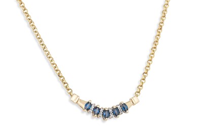 Lot 9 - A GEM SET NECKLACE, in 14ct gold