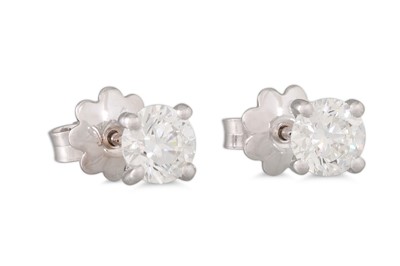 Lot 168 - A PAIR OF DIAMOND STUD EARRINGS, mounted in...