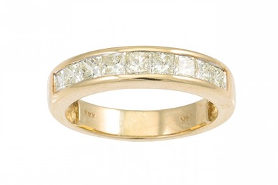 Lot 332 - A DIAMOND HALF ETERNITY RING, the princess cut...