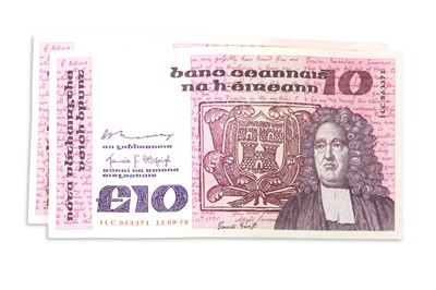 Lot 393 - A PAIR OF 1979 SWIFT IRISH £10 BANKNOTES, in...