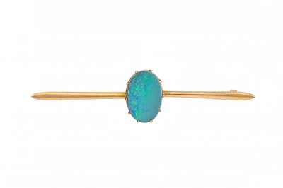Lot 343 - AN ANTIQUE BROOCH, set with an opal doublet,...