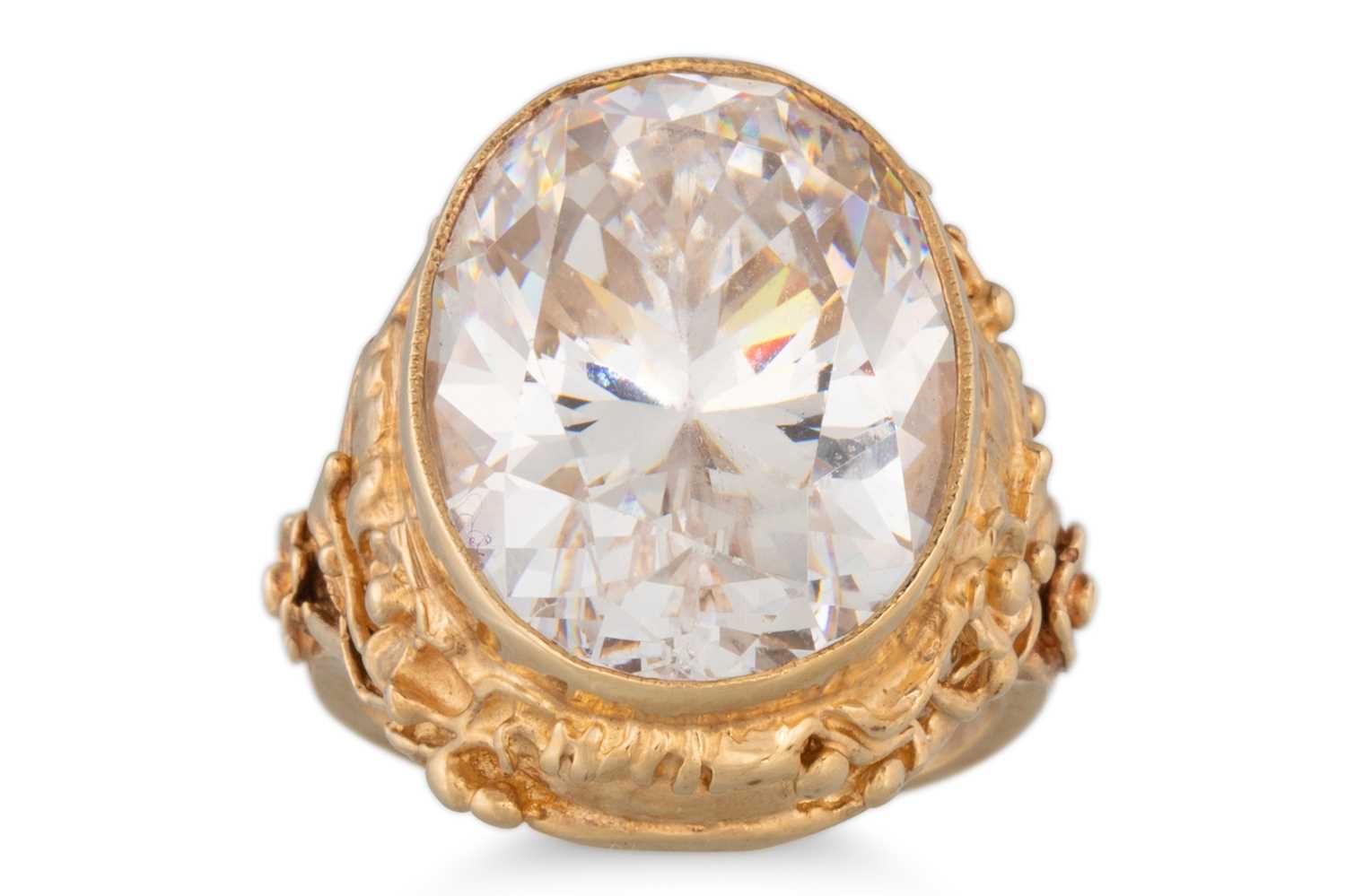 Lot 55 - A 9CT GOLD DRESS RING, size L - M, 17.3 g.