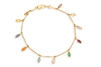Lot 96 - A 22CT GOLD GEM SET BRACELET, together with a...