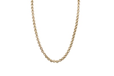 Lot 68 - A 9CT YELLOW GOLD BELCHER LINK NECK CHAIN, 23 g.