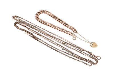 Lot 70 - A GOLD CURB LINK BRACELET, together with a...