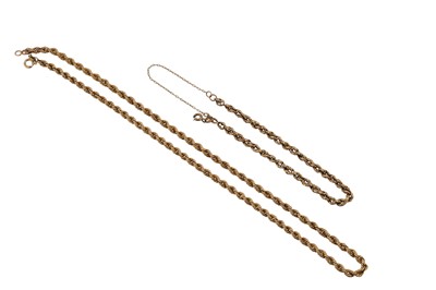 Lot 71 - A 9CT GOLD ROPE LINK NECK CHAIN, together with...