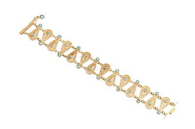 Lot 70 - A TURQUOISE SET BRACELET, of Eastern design,...
