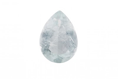 Lot 74 - A LOOSE AQUAMARINE STONE, mixed cut pear...