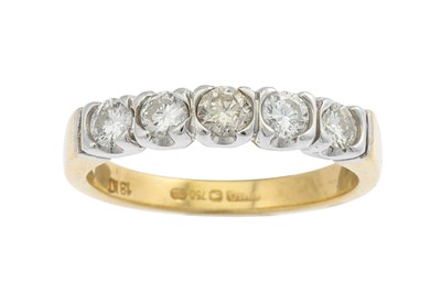Lot 80 - A DIAMOND FIVE STONE HALF HOOP RING, the round...