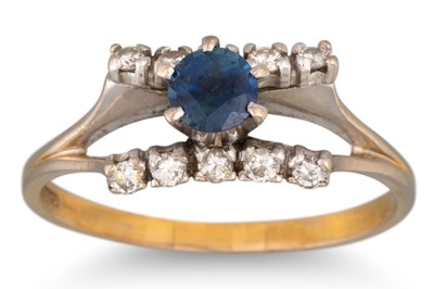 Lot 333 - A SAPPHIRE AND DIAMOND RING, the circular...