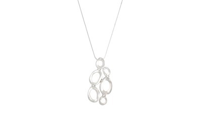 Lot 89 - A JOHN ROCHA SILVER ABSTRACT PENDANT, on a...