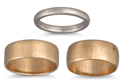 Lot 282 - TWO 9CT GOLD RINGS, together with a platinum...