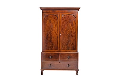 Lot 157 - A GEORGE IV DOUBLE DOOR MAHOGANY GENTLEMANS...