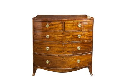 Lot 158 - A GEORGE IV RECTANGULAR MAHOGANY BOW FRONTED...