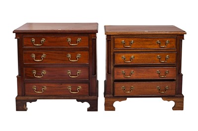 Lot 159 - TWO SIMILAR MAHOGANY BEDSIDE MINIATURE CHEST...