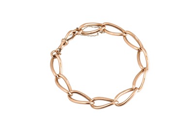 Lot 149 - A 9CT YELLOW GOLD OVAL LINK BRACELET, with...