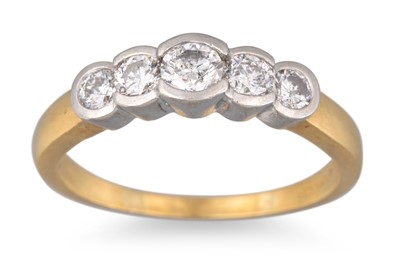 Lot 145 - A FIVE STONE DIAMOND RING, the brilliant cut...
