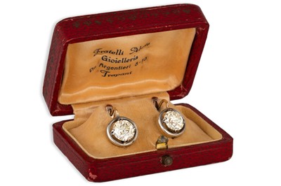 Lot 74 - A PAIR OF VINTAGE DIAMOND EARRINGS, the old...