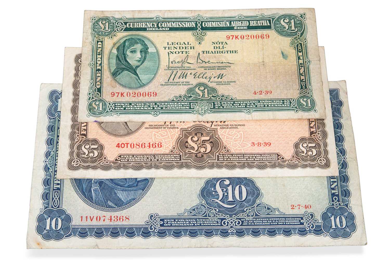 Lot 358 - A SET OF THREE LAVERY IRISH BANKNOTES...