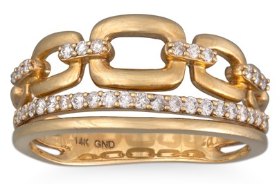Lot 228 - A SHAPED DIAMOND SET BAND RING, mounted in...