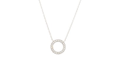Lot 293 - A CIRCULAR DIAMOND PENDANT, mounted in 18ct...