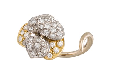 Lot 340 - A PAVE SET DIAMOND RING MODELLED AS A FLOWER,...